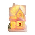 thumbnail image 2 of LED Lighted Christmas Village House Ornaments, Resin Mini Snow Houses Figurines, Winter Village Desktop Decoration for Home Office Tabletop Decor, 2 of 5