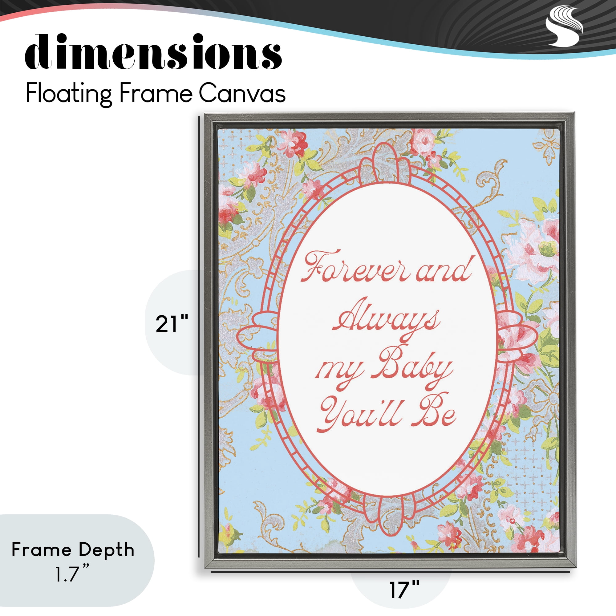 Stupell Industries Forever And Always My Baby Gray Framed Floater Canvas Wall Art, design by Lil' Rue