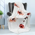 thumbnail image 4 of Watercolor Flower Soft Flannel Fleece Blanket, Flower in Watercolor Painting Style Romantic Dramatic Nature Elements, Cozy Plush for Indoor and Outdoor Use, 70" x 90", Orange White, by Ambesonne, 4 of 5