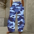 thumbnail image 2 of Sexlip Womens Camo Print High Waist Multi Pocket Cargo Pants Durable Functional Outdoor Hiking Outfit Blue S, 2 of 5