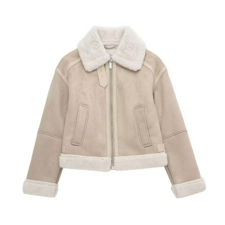 RYRJJ Women Winter Suede Jacket Thicken Fleece Lined RYRJJ Women Winter Suede Jacket Thicken Fleece Lined