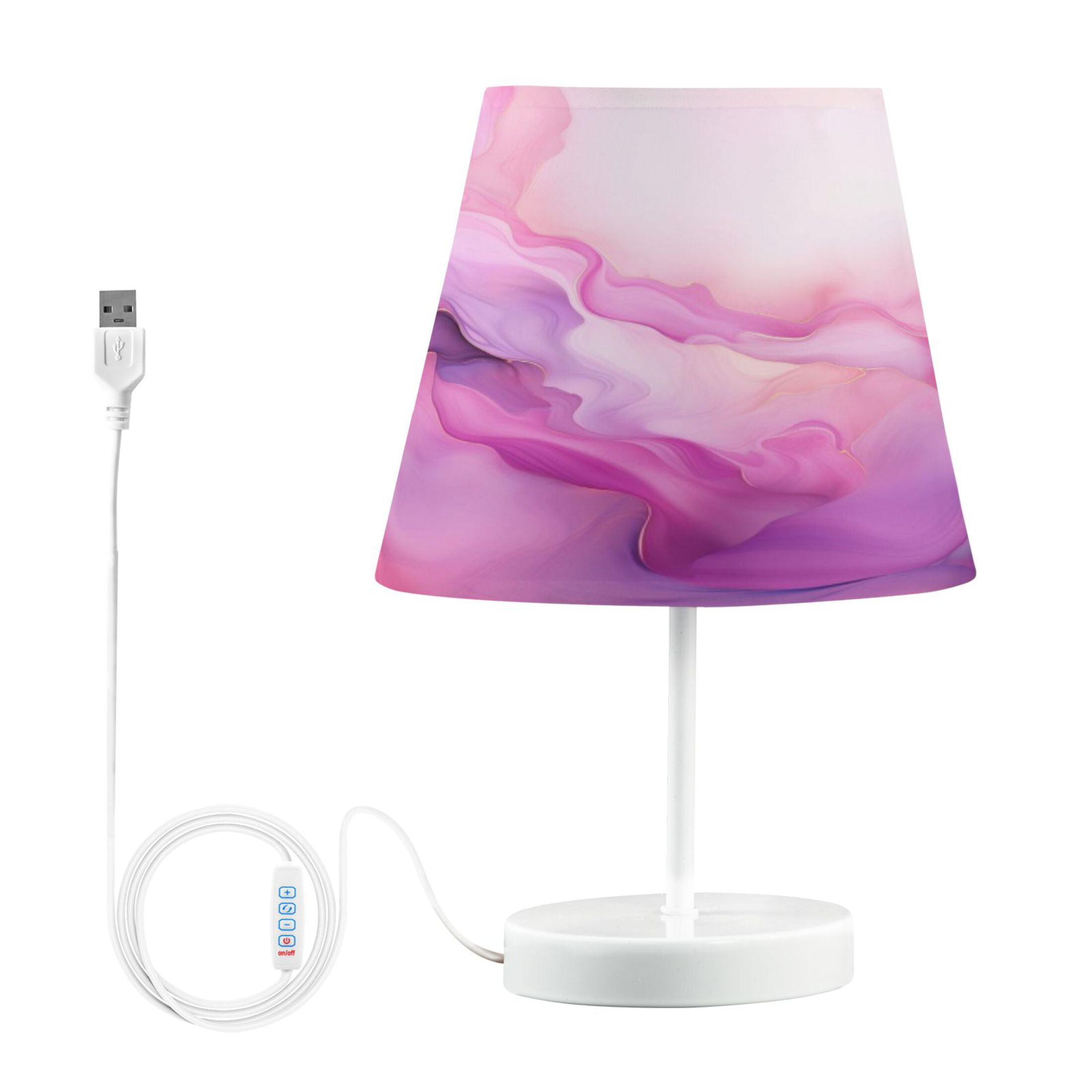 Pink Purple Marble Desk Lamp LED Table Nightstand Lamps with 3 Color Temperatures for Home Bedroom Living Room Decor 6x11