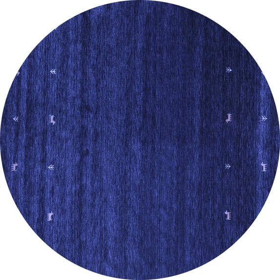 Ahgly Company Machine Washable Indoor Round Abstract Blue Contemporary Area Rugs, 3' Round