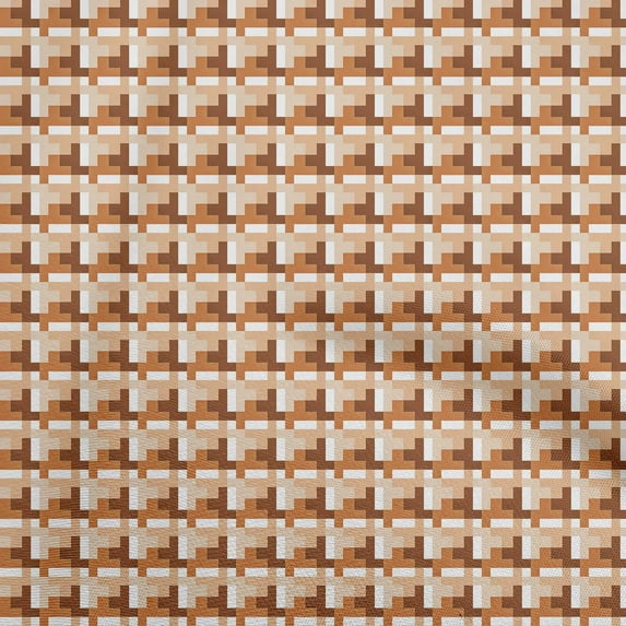 oneOone Viscose Chiffon Rust Brown Fabric Geometric Sewing Material Print Fabric By The Yard 42 Inch Wide