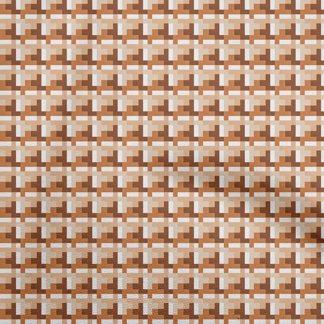 oneOone Cotton Silk Rust Brown Fabric Geometric Craft Projects Decor Fabric Printed By The Yard 42 Inch Wide