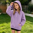 thumbnail image 3 of Unisex Botton Hoodie Boys Girls Lightweight, Toddler Girl Sweatshirt Full Zip, Light Kids Sweat Jackets With Hood Purple 5-6 Years, 3 of 6