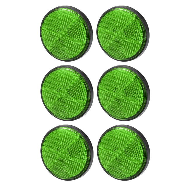 Unique Bargains 6pcs 2.20'x0.31' Universal Reflector Round Motorcycle Bike Safety Increase Visibility and Safety Green