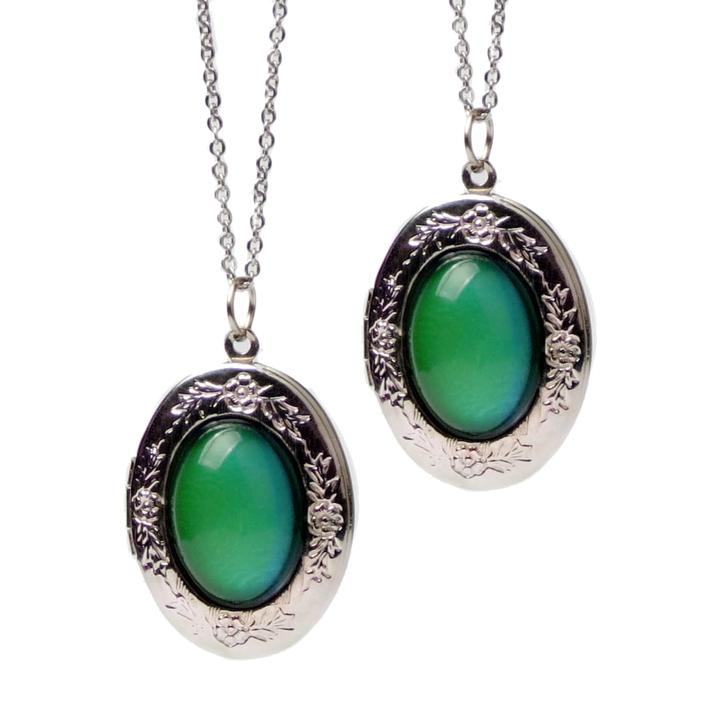 2 Color Change Mood Pendant Necklace Oval S Gothic Jewelry