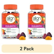 (2 pack) Align Dualbiotic, Prebiotics and Probiotics for Women and Men, Probiotics for Digestive Health, Prebiotics Help Nourish Good Bacteria, Natural Fruit Flavors, 60 Probiotic Gummies