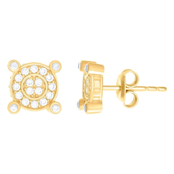 10k Yellow Gold Womens Cubic Zirconia Fashion Stud Earrings 8.6x8.6mm Wide Stud Earring for Women