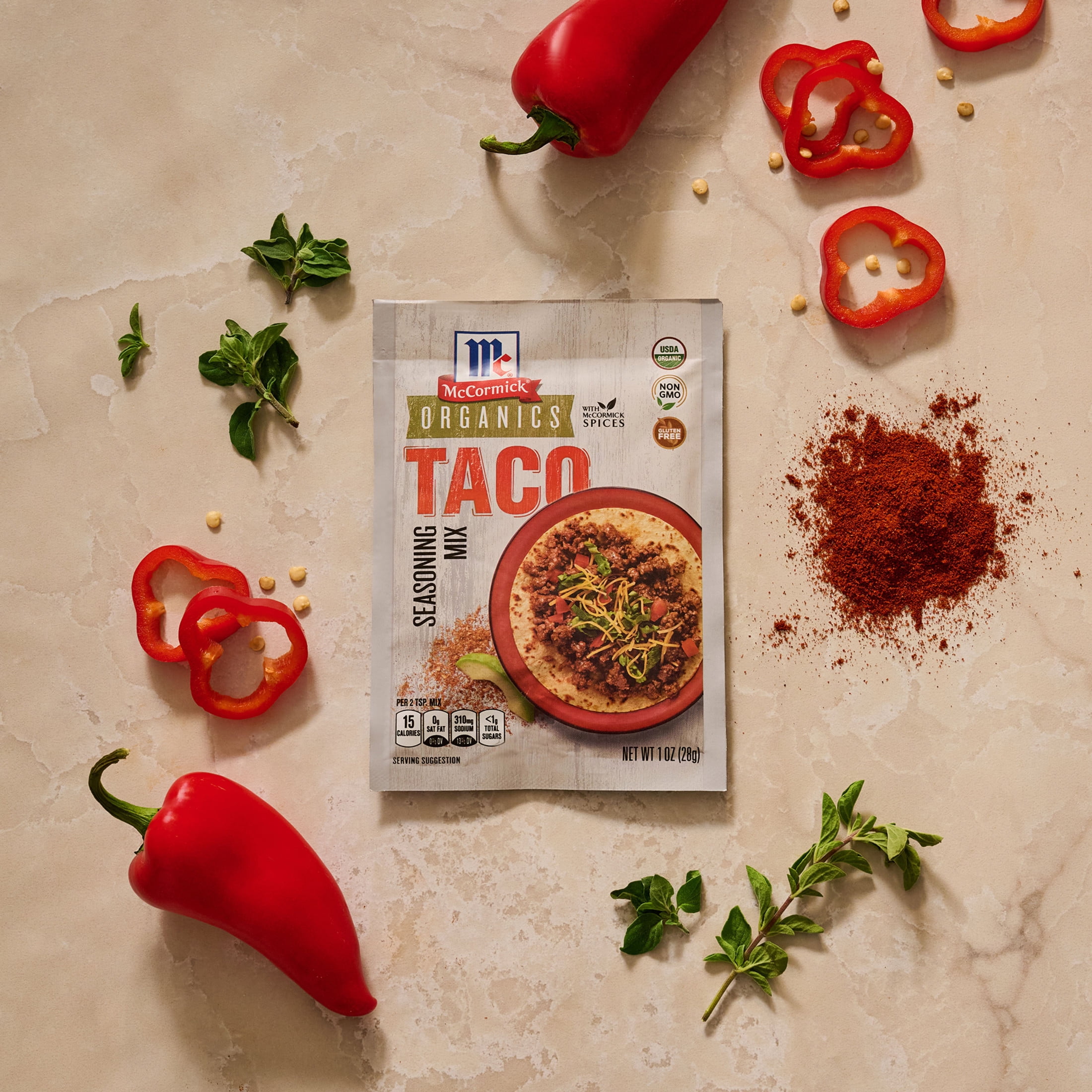 (3 pack) McCormick Organics Gluten Free Taco Seasoning Mix, 1.0 oz Packet