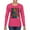 Fuschia, variant on Colorful Cat Portrait | Cat Lover Owner | Dean Russo Art Animal Lover Womens Long Sleeve T-Shirt, Heather Grey, S