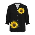 thumbnail image 4 of Uootdi Womens Tops 3/4 Sleeve V Neck Button Front Polka Dot Print Ruched Cuffs Casual Daily Weekend Brunch Soft Blouses Gift, 4 of 5