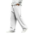 thumbnail image 2 of Dresfit Mens Baggy Pants Wide Leg Corduroy Sweatpants Solid Textured Casual Pant Spring 2026 Drawstring Straight Leg Elastic Waist Loose Fit Trousers White XL, 2 of 6