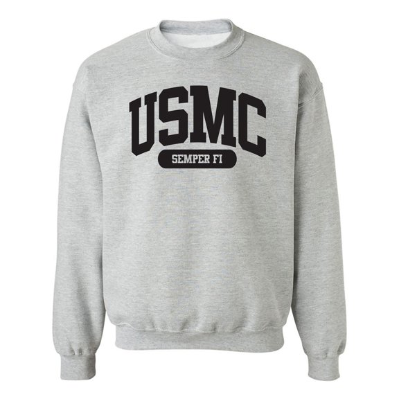 USMC Semper Fi Crewneck Sweatshirt in Sport Grey