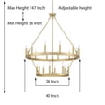 thumbnail image 4 of ACROMA  20-light Modern Farmhouse 40In Round Wagon Wheel Chandelier with UL Satin Brass Weathered, Satin, Matte Adjustable, Over 60 Inches Gold,, 4 of 5