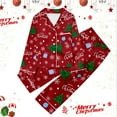 thumbnail image 2 of Gunia Kids Boys Girls Christmas Pajama Children Casual Printed Button Down Lapel Long Sleeve Top Pants Set Pj'S Loungewear Red 5-6 Years, 2 of 3
