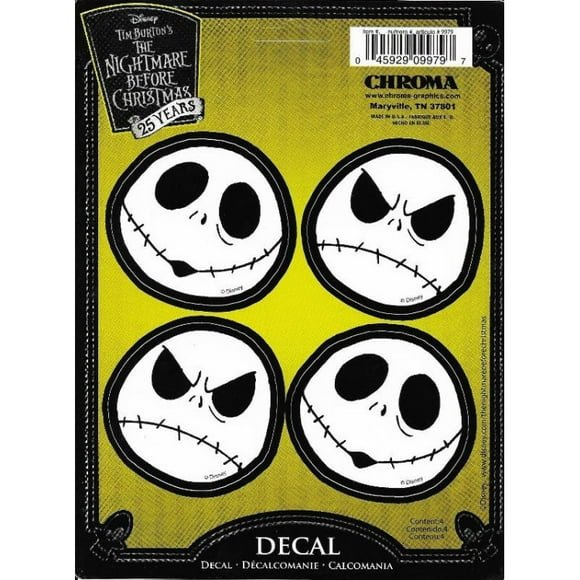 Nightmare Before Christmas Jack 4pc Decal Set