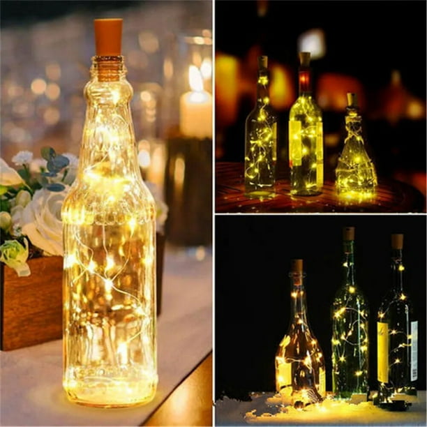 20/10/5/3 Uds. Luces para botellas de vino con corcho, guirnalda de luces LED con batería, guirnalda de luces para fiesta de Navidad, decoración de boda