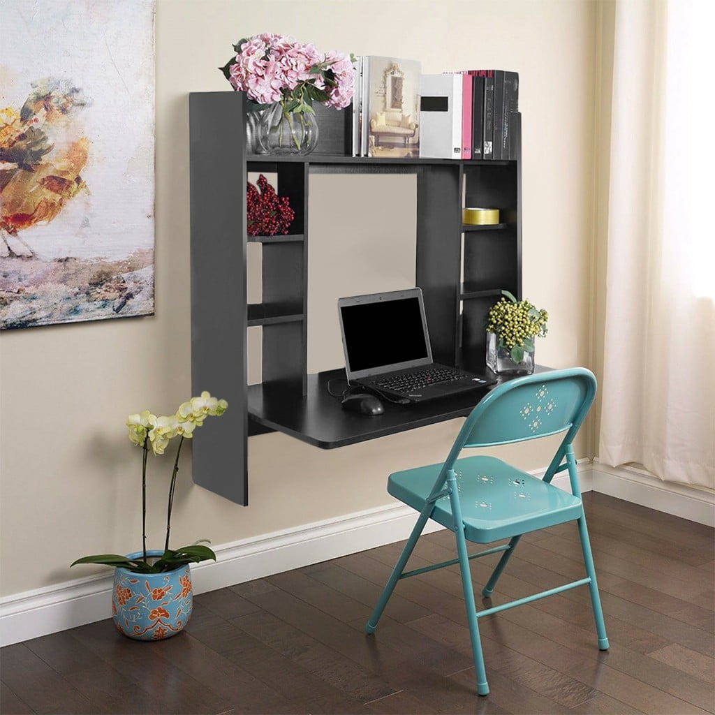 Details about    Wall Mounted Floating Folding Computer Desk Work Table Home Office Furniture US 
