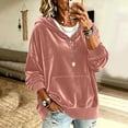 thumbnail image 3 of Fesfesfes Women's Casual Velour Hooded Pullover Sweatshirt Long Sleeve Drawstring Hoodie Top with Kangaroo Pocket Solid Color Loose Fit for Fall Winter Daily Wear, 3 of 8