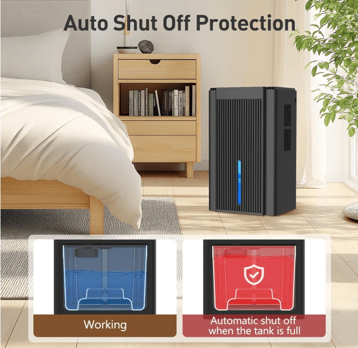 DARKIRON Dehumidifier for Home, 1000 Sq.Ft Quiet Dehumidifier with Auto Shut Off & 7 Color Ambient Light, Ideal for Livingroom Bedroom Basement(Black)