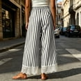 thumbnail image 5 of Elvqul High Waist Pants for Women Elastic Waist Flowy Trousers Palazzo Summer Fall Wide Leg Striped Pocket Womens Pants, 5 of 9
