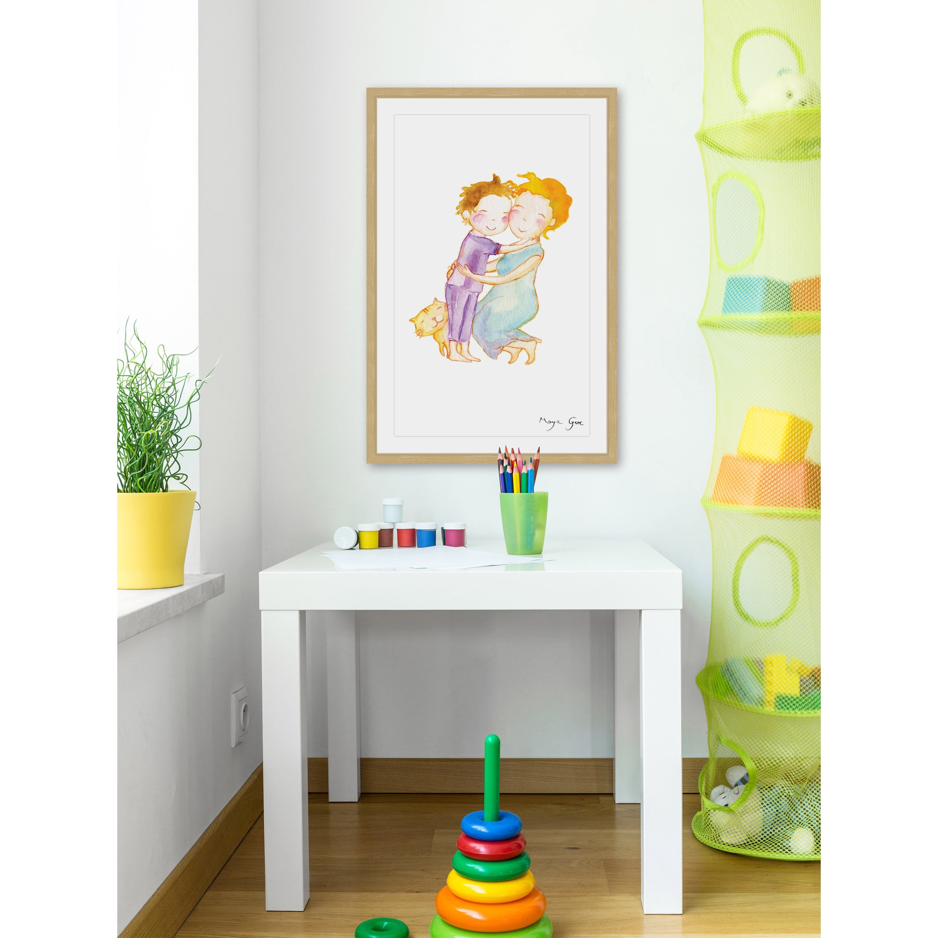 Marmont Hill "Mom Hug" by Maya Gur Framed Painting Print