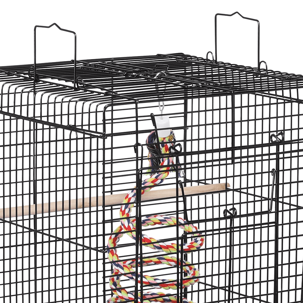 Yaheetech Open Top Travel Bird Cage Carrier for Bird Canary Cockatiel Small Parrots, Black