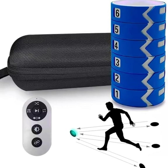 Flash Reaction Training Lights Set, 6 Lights Agile Reaction Speed Training Equipment, 4 Modes & 4 Light Color, for Football, Boxing, Fitness, Sports Training