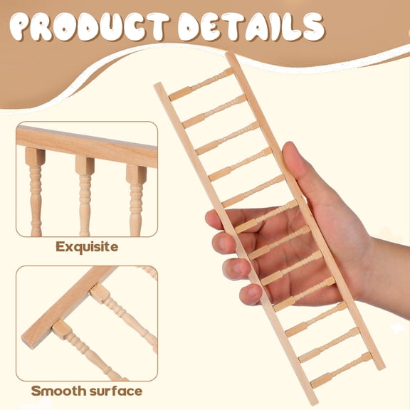 Worgeous 30.5x7.5cm Miniature Wooden Dollhouse Handrail Furniture Railing Fence Decor Beige Accessory