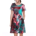 thumbnail image 1 of Balery Psychedelic Hairless Cat Vestidos sueltos de manga corta para mujer, vestidos de verano 2025, vestidos casuales de corte A con vuelo., 1 of 6