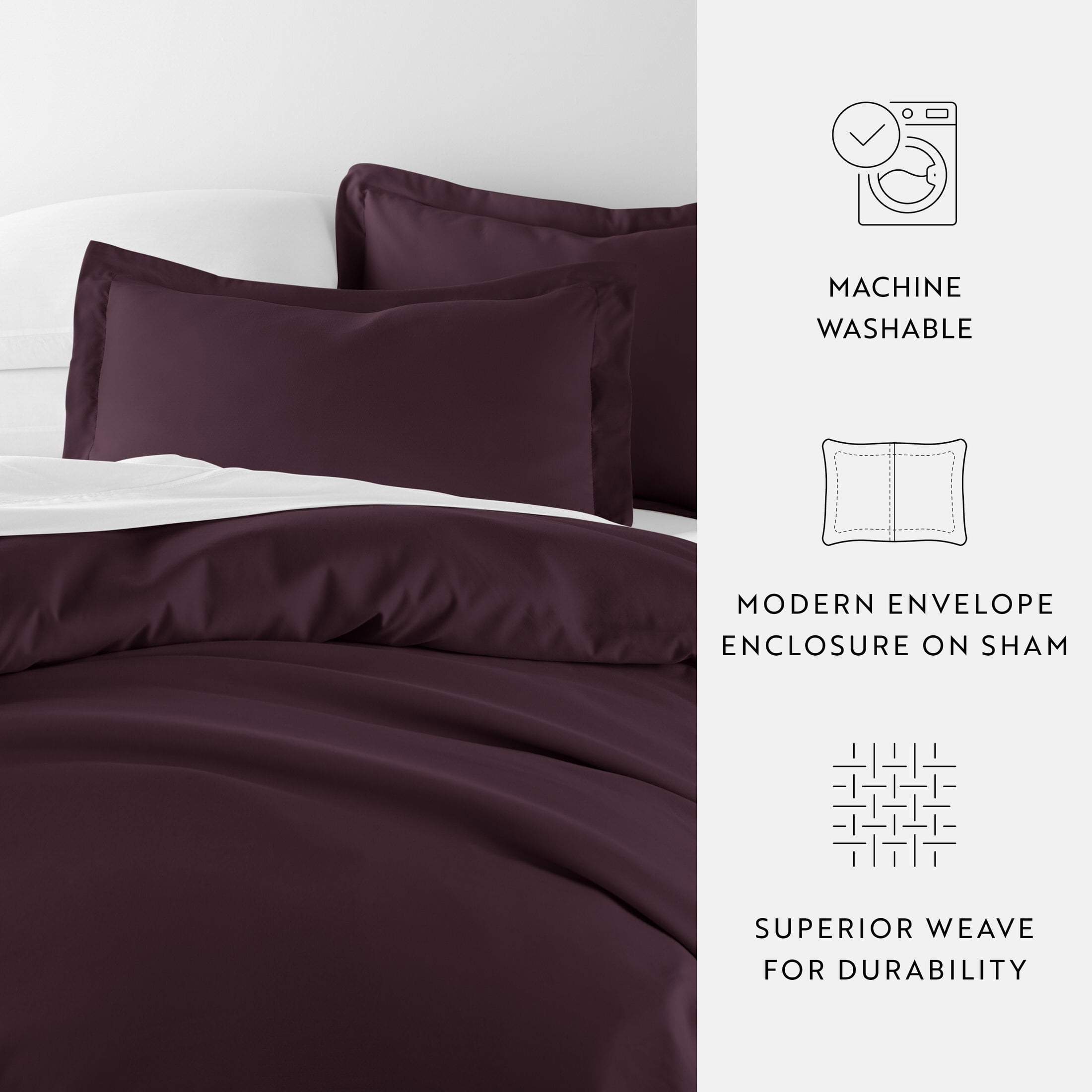 Noble Linens 3-Piece Purple Duvet Cover Set, Full/Queen