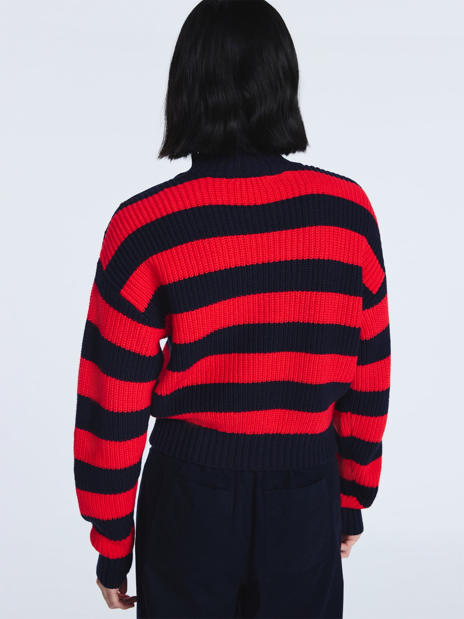 Free Assembly Women's Mock Neck Button Sweater with Long Sleeves, Midweight, Sizes XS-XXL