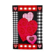 Evergreen Valentine's Heart Patterned Border Garden Applique Flag- 12.5x18 in Outdoor Decor
