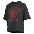 thumbnail image 2 of Women's Pressbox Black Ohio State Buckeyes Motley Crew Bishop Waist Length Oversized Slub T-Shirt, 2 of 3