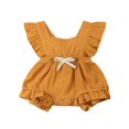 thumbnail image 1 of Newborn Baby Girl Ruffle Solid Color Romper Bodysuit 0-24 Months, 1 of 2