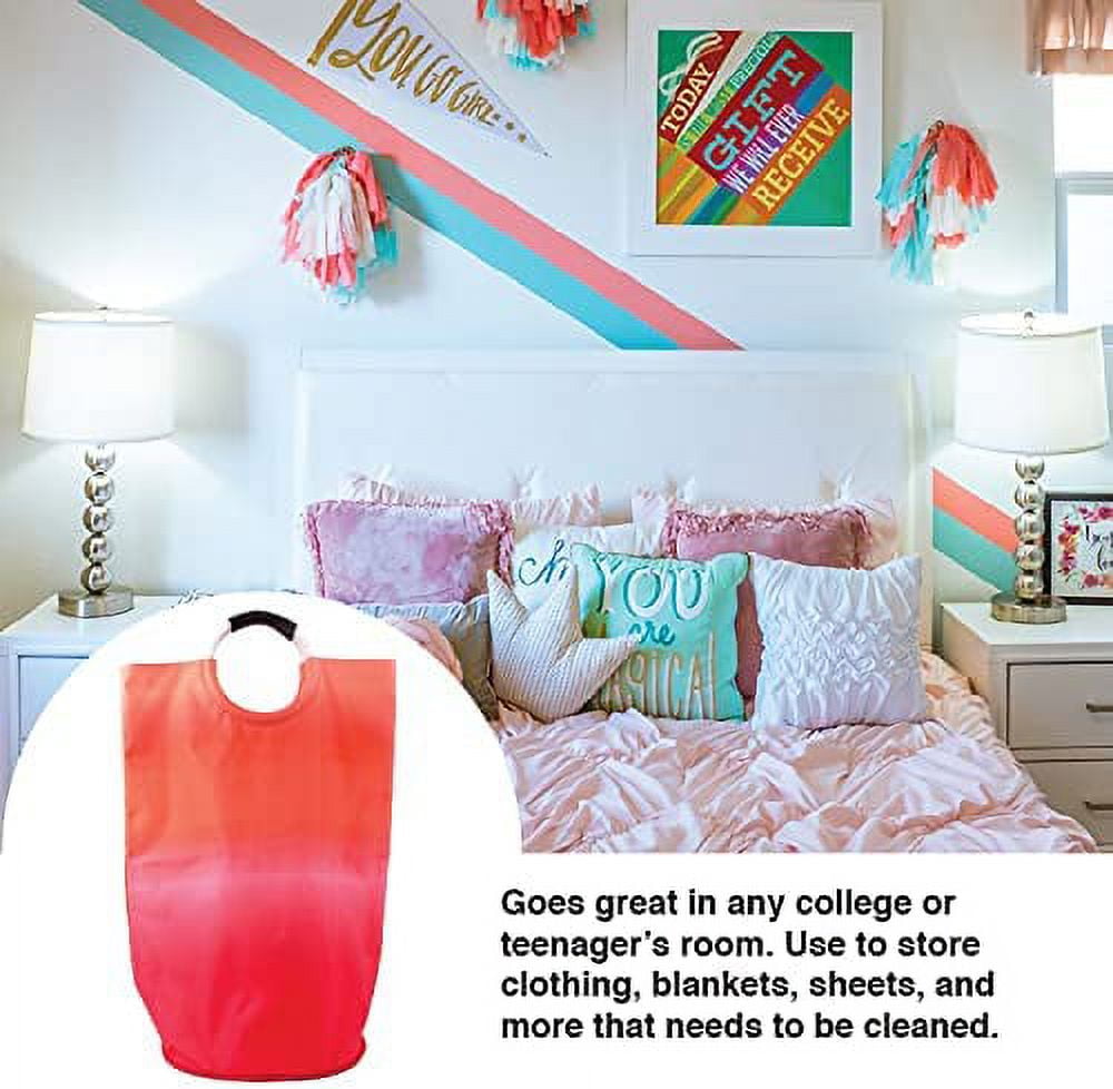 ORGANIZE MY HOME EXTRA LARGE COLLAPSEABLE LAUNDRY HAMPER DURABLE FABRIC PERFECT FOR DORM ROOMS, BEDROOMS, BATHROOMS, COLLEGE, OR KID'S ROOMS (FUCHSIA OMBRE)