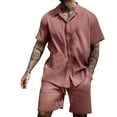 thumbnail image 2 of Short Sets for Men Lightweight Short Sleeve Button Notch Collar Shirt and Shorts 2 Piece Matching Set Summer Outfits, 2 of 4