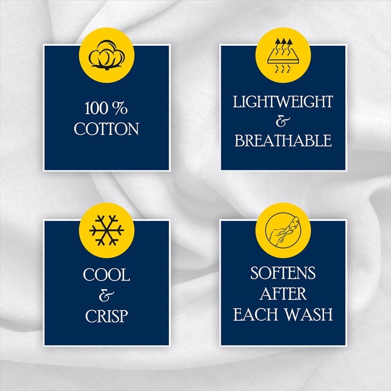 100% Cotton Percale Queen Sheet Set, 4-Piece, White photo 8