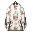 thumbnail image 3 of Highland Cow and Rose Print Backpack for School, Cute School Bag with Adjustable Shoulder Straps and Padded Back, 16.9"x12.6"x5.9", 3 of 4