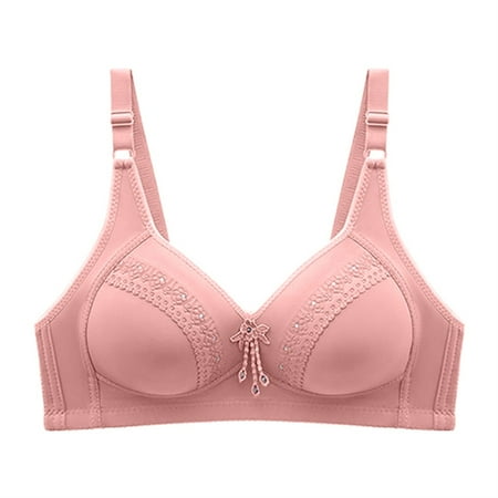 HCURIBAD Clearance! Bras for Women  Push up Bra Womens Comfort Full Cup Underwear Button Front Opening Cotton Bra Plus Size Underwear  Supportive Bras for Women  Deep V Bra 1PC Bra Rose Gold L