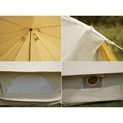 Teepee Tent Outdoor Waterproof 4-Season Family Camping Cotton Canvas Yurt Tent 4M/13.1ft Bell Tent With Stove Hole (Side Wall), For Family Glamping