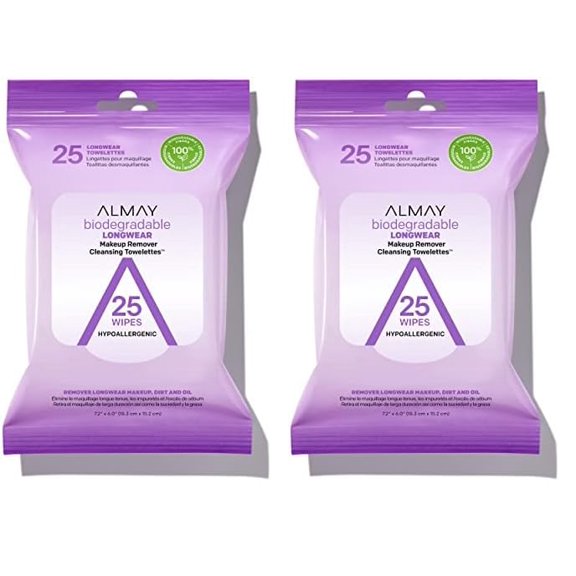 Toallitas desmaquillantes Almay Longwear, impermeables, 25 unidades, 2