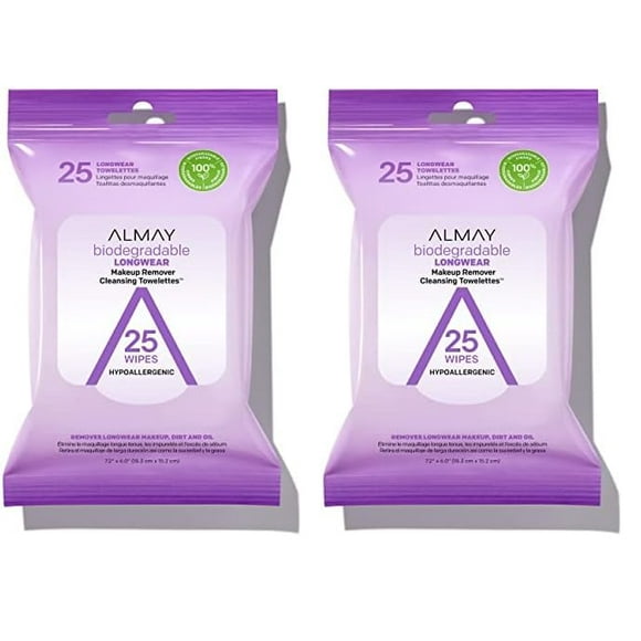 Toallitas desmaquillantes Almay Longwear, impermeables, 25 unidades, 2