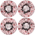 thumbnail image 2 of Shower Caps,Pink Cow Strawberry Scarf Pattern Waterproof Shower Cap for Women 4 Pieces,Double Reusable Hair Cover for Shower PEVA Elastic Stretch Hem, 2 of 7