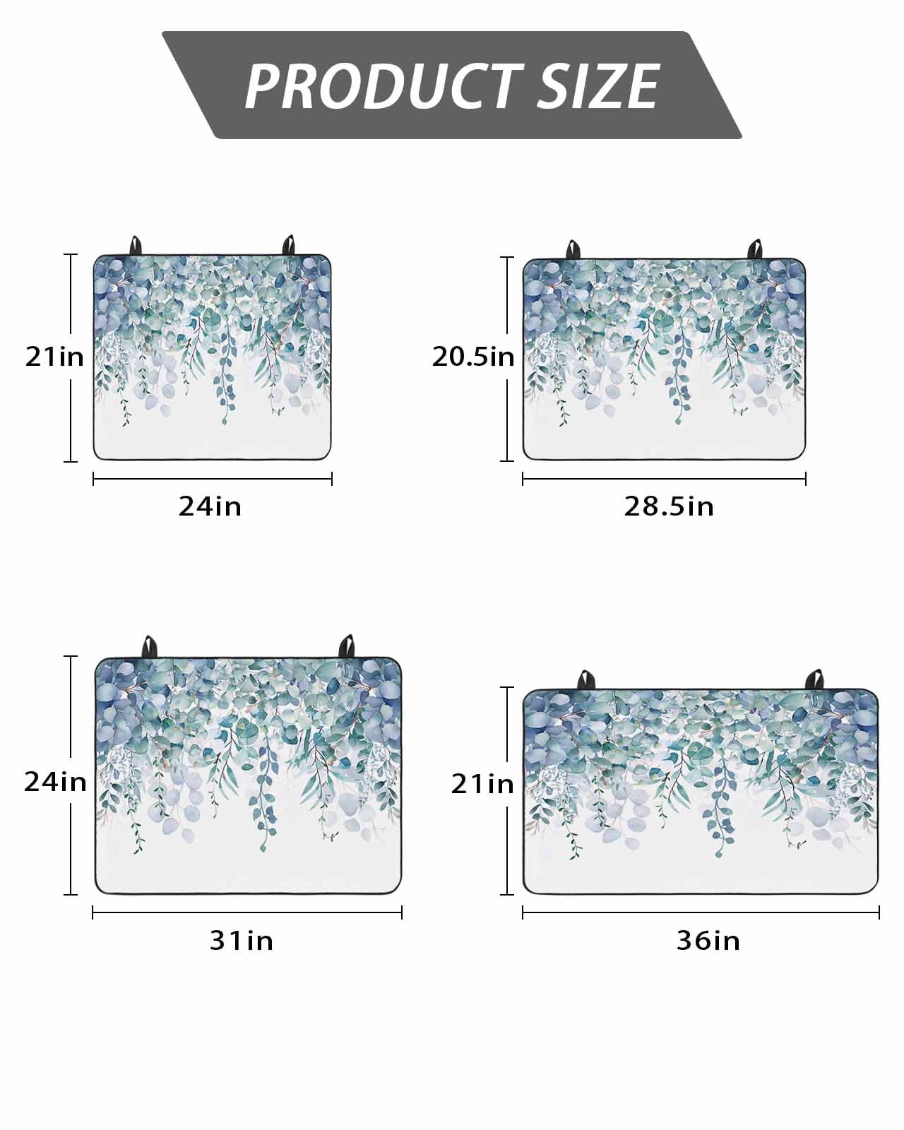Stove Top Covers for Electric Stove, Teal Blue Eucalyptus Leaves Glass Stovetop Cover Protector, Spring Floral Summer Botanical Induction Cooktop Protector Oven Mat for Kitchen Countertop 28.5"x20.5"