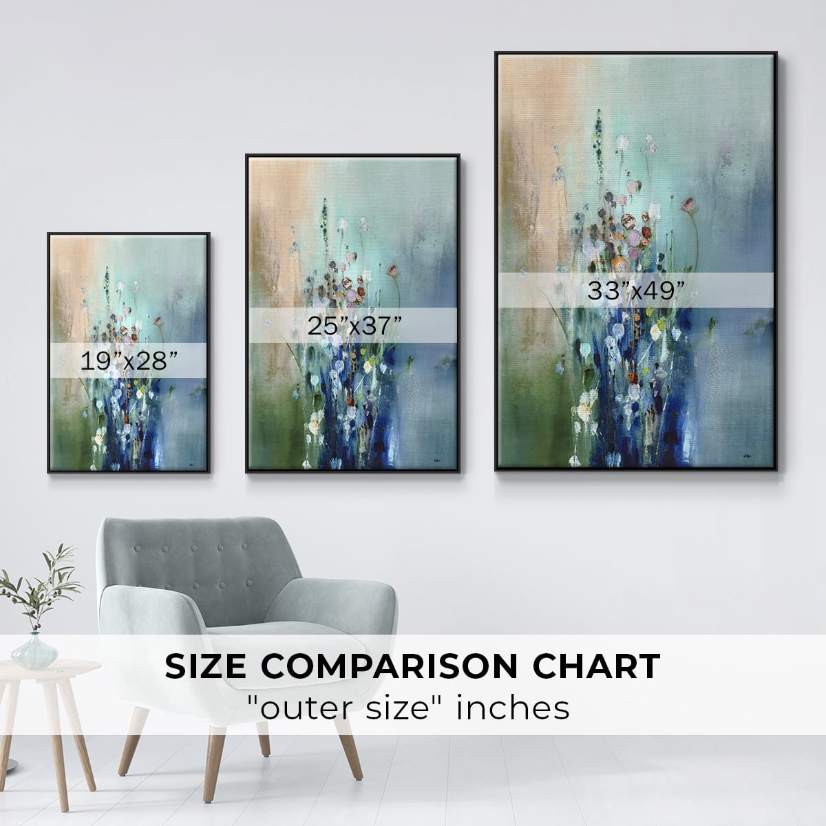 Current Air II Framed Premium Gallery Wrapped Canvas - Ready to Hang - 27 x 41 - Black Floating Frame