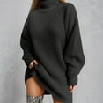 thumbnail image 2 of UJNDER Knitted Sweater Dress Long Sleeve Mid Length Turtleneck Pullover Tunic for Fall Winter Casual Comfortable Outfits Dark Gray XXL, 2 of 5