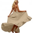 thumbnail image 3 of Diufon Summer Maxi Dresses for Women Beach Backless Linen Dress Solid Color Pleated Ruffle Hem Dresses, 3 of 9
